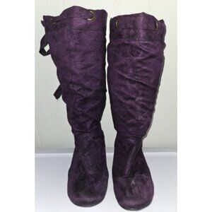 * MADDEN GIRL Purple Suede Drawstring Accent Slouch Flat Boots Ladies Size 8.5